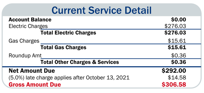 Example utility bill showing round-up line