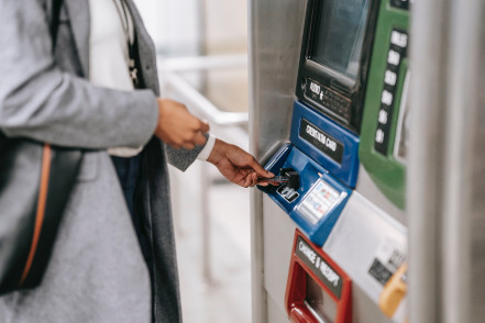 Person using an ATM