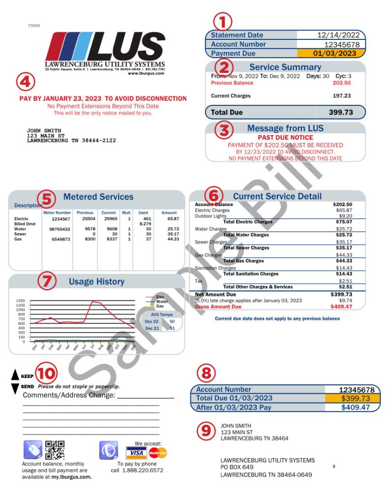 LUS Sample Bill